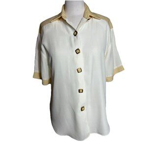 Vintage‎ Connections Short Sleeve Button Up Blouse Women’s Size Small
